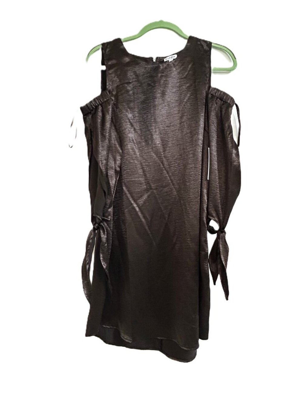Bronze satin dress by Love, Fire
